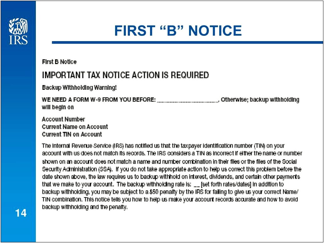 Free Template For B Notice Irs Publication 1281