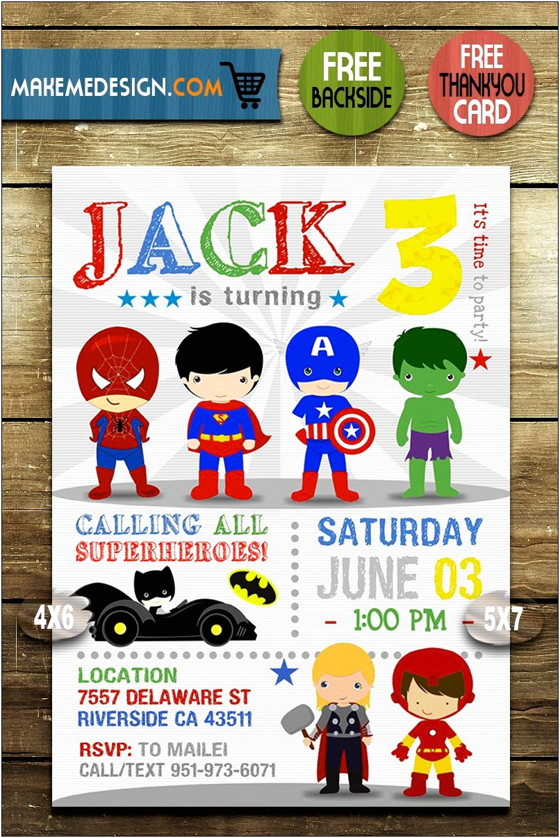 Free Template For Birthday Invitation For Avengers Theme