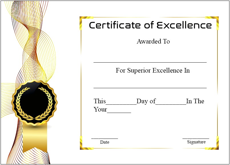 Free Template For Certificate Of Excellence