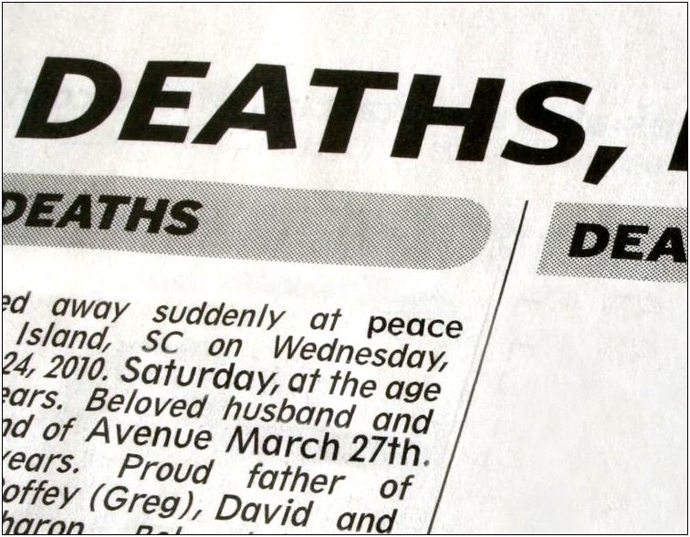 Free Template For Death Announcement For Newspaper