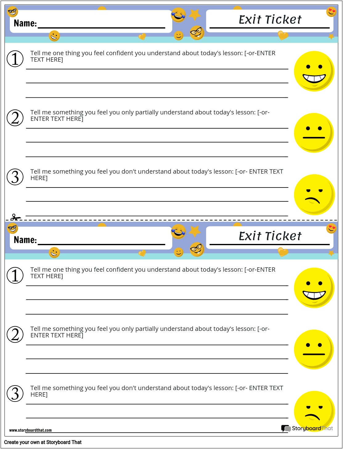 Free Template For Exit Slips For The Classroom