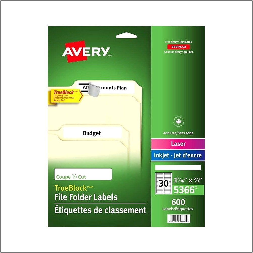 Free Template For File Folder Label Avery 5366