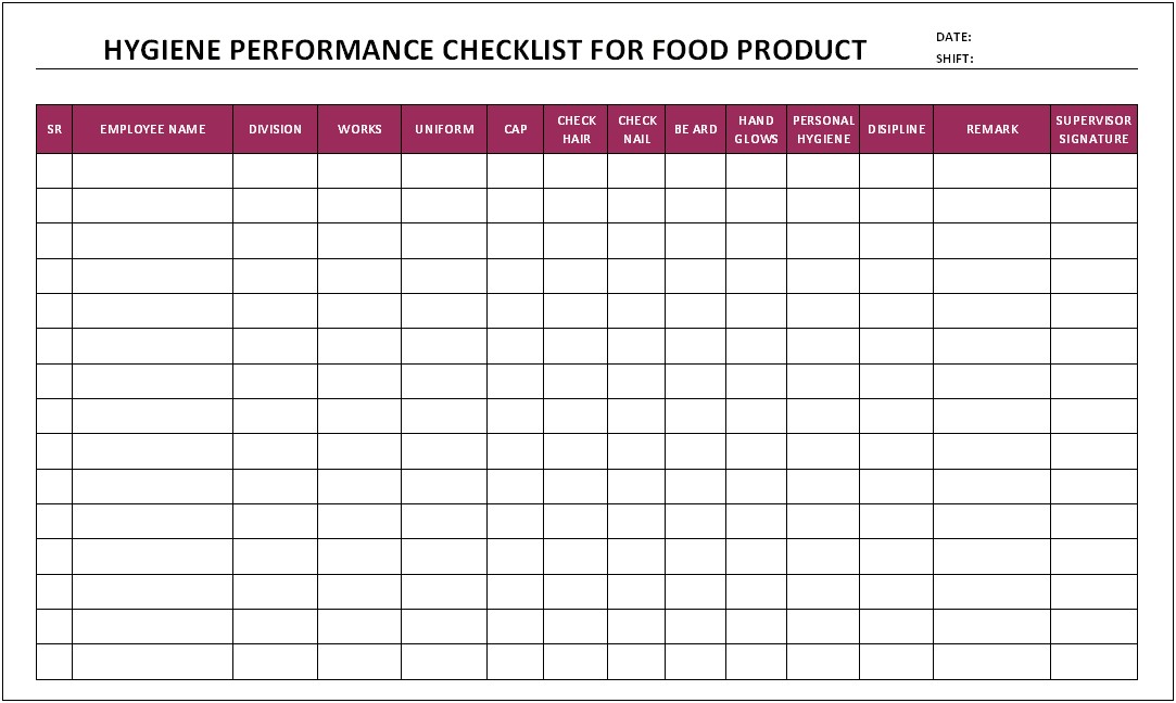 Free Template For Food Sign Up Sheet