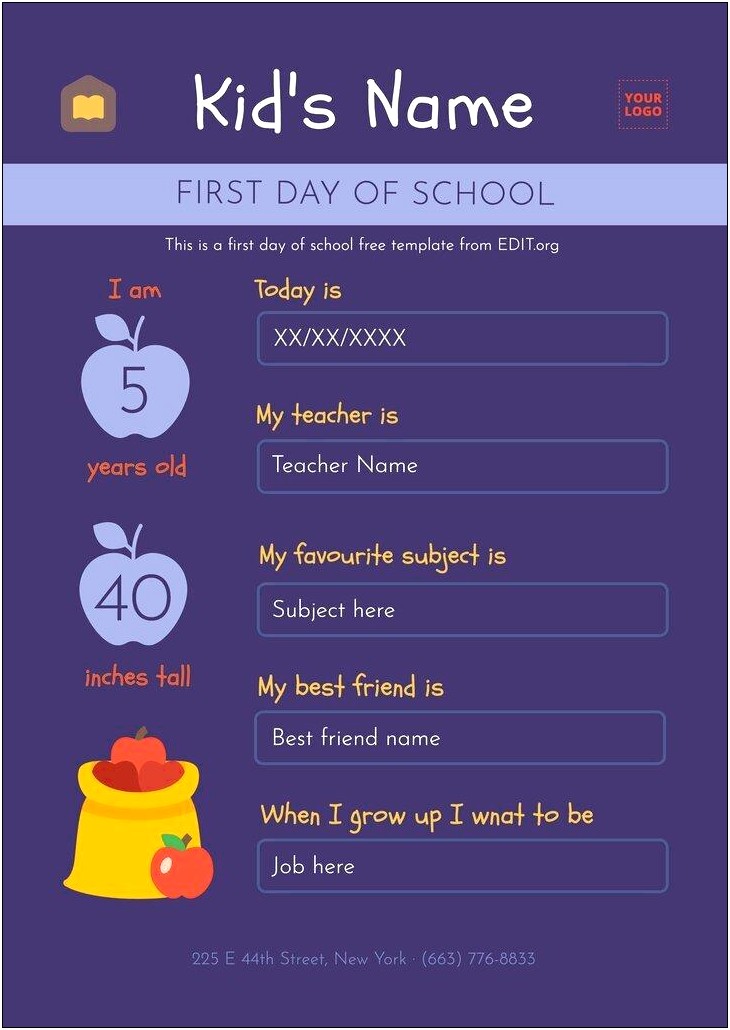 Free Template For Kids New School Advice