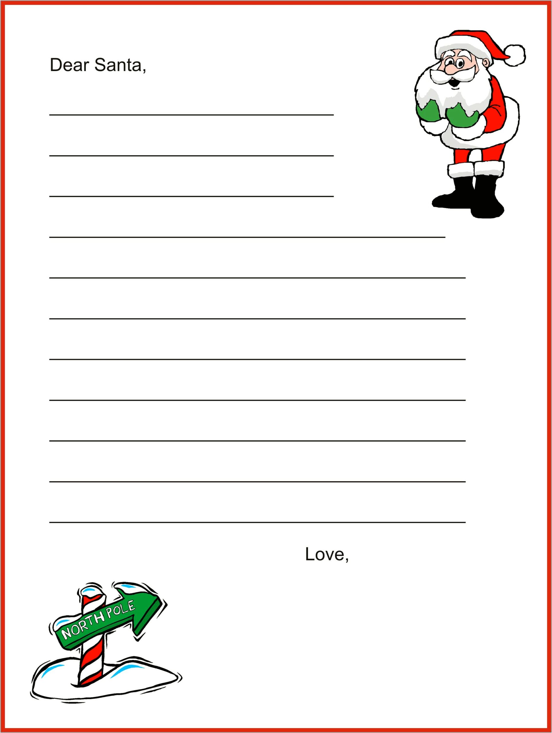 Free Template For Letter To Santa Claus