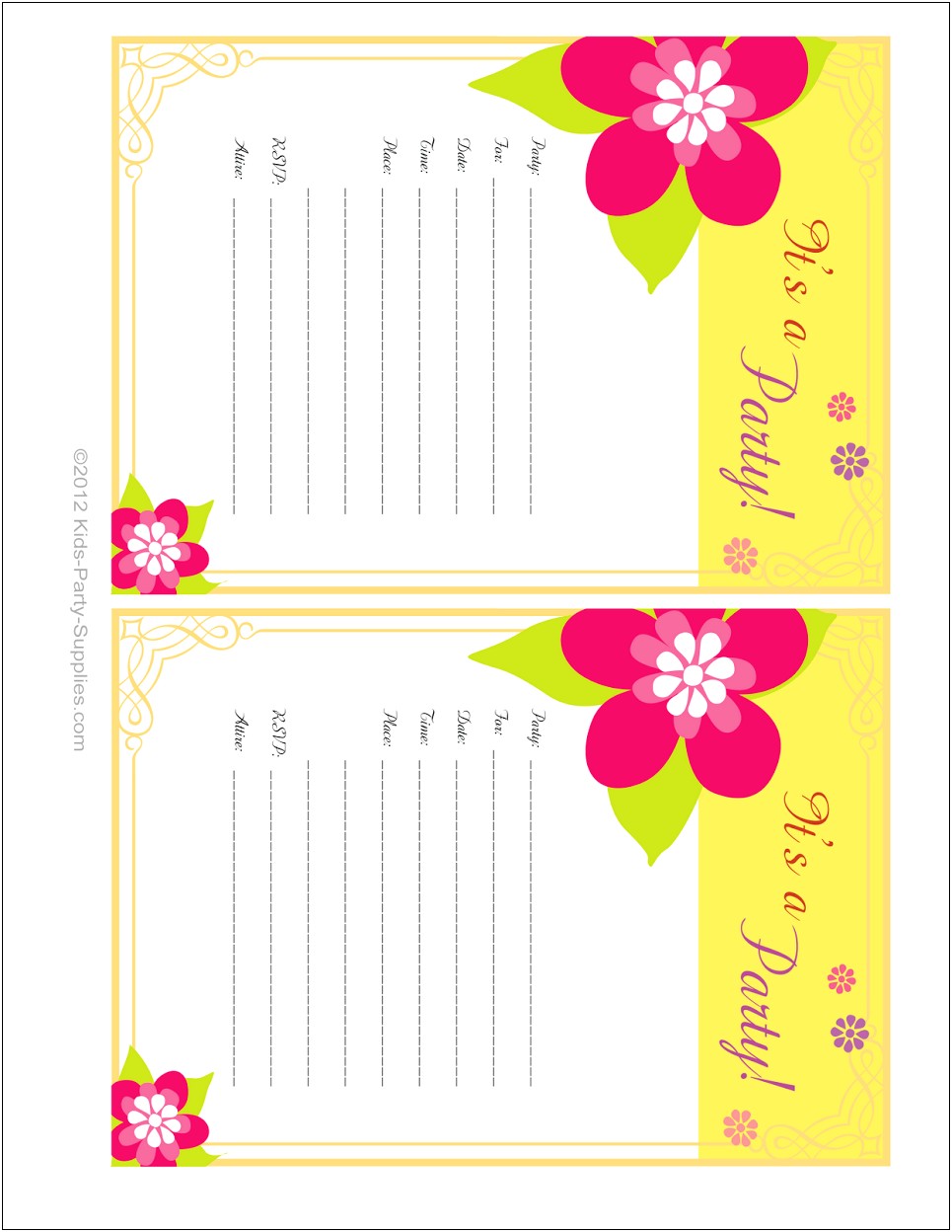 Free Template For Luau Birthday Party Invitations