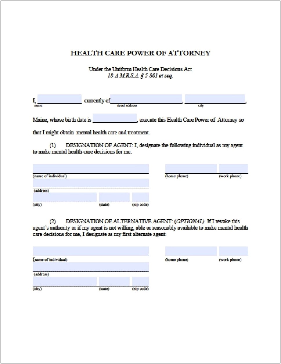 Free Template For Medical Power Of Attorney
