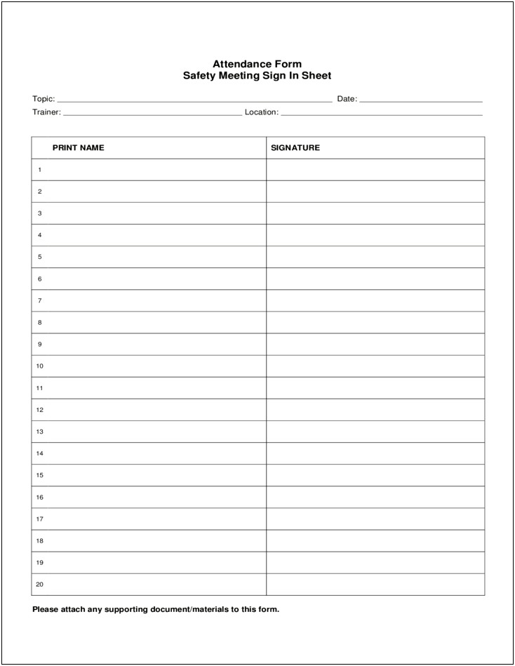 Free Template For Meeting Sign In Sheet