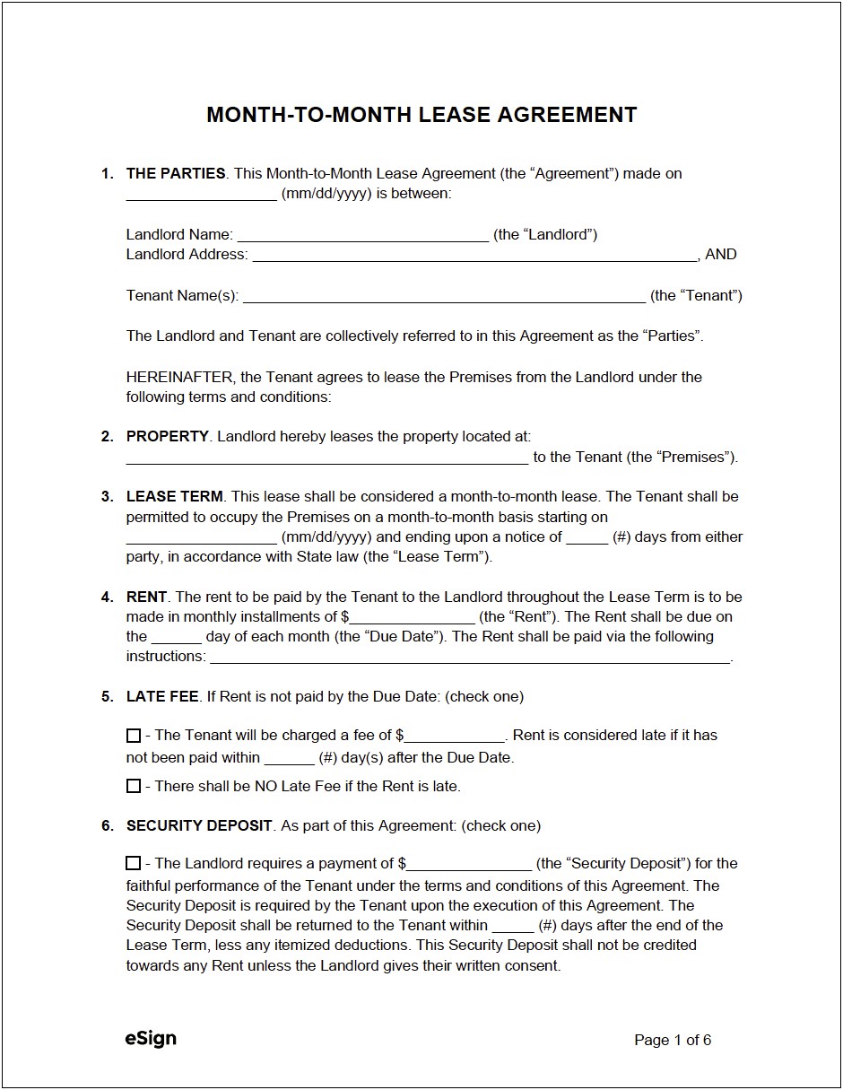 Free Template For Month To Month Rental Agreement