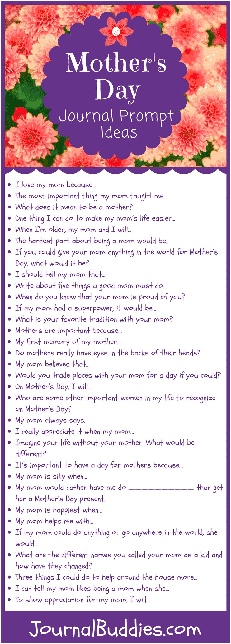 Free Template For Mother's Day Writing Prompts