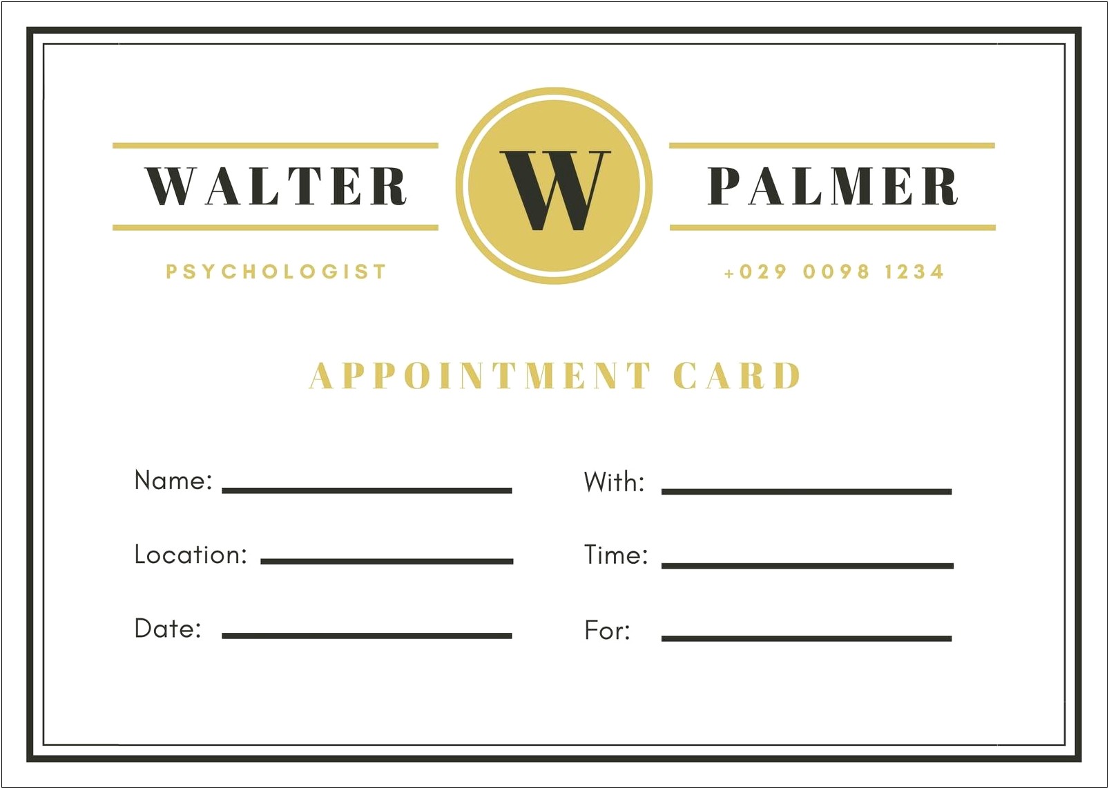 Free Template For Photography Appointment Reminder Card
