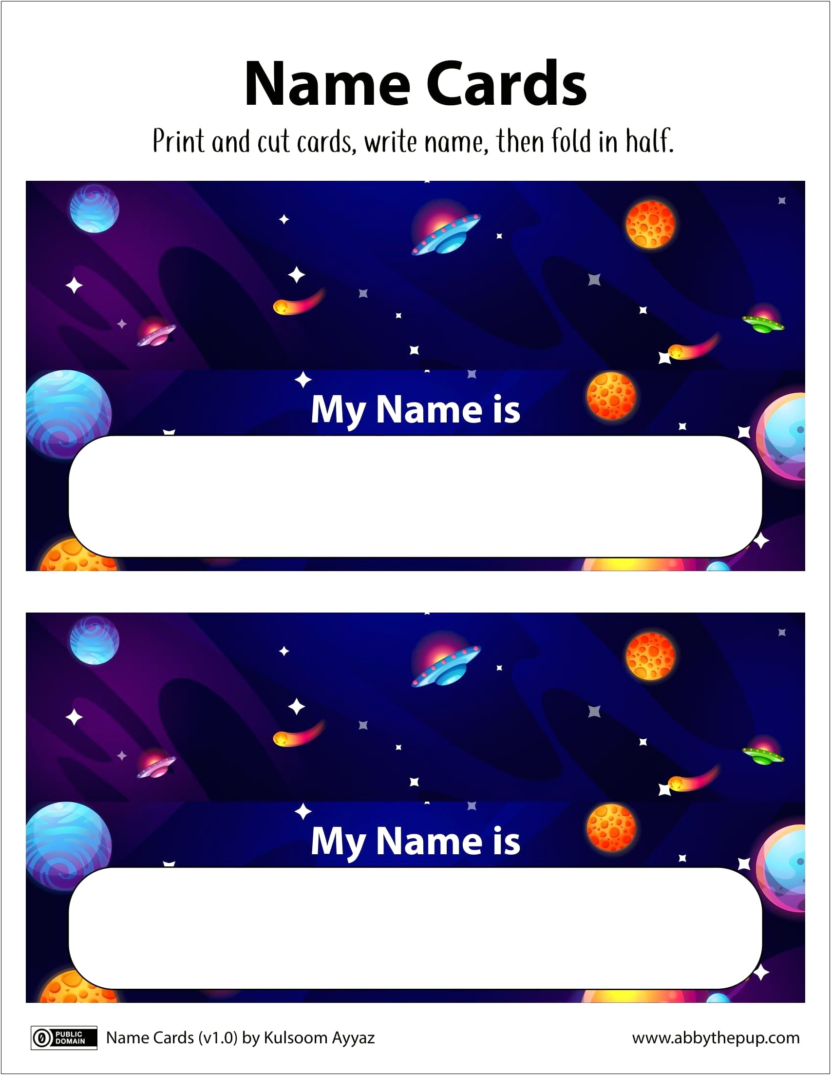 Free Template For Printable Foldable Name Cards