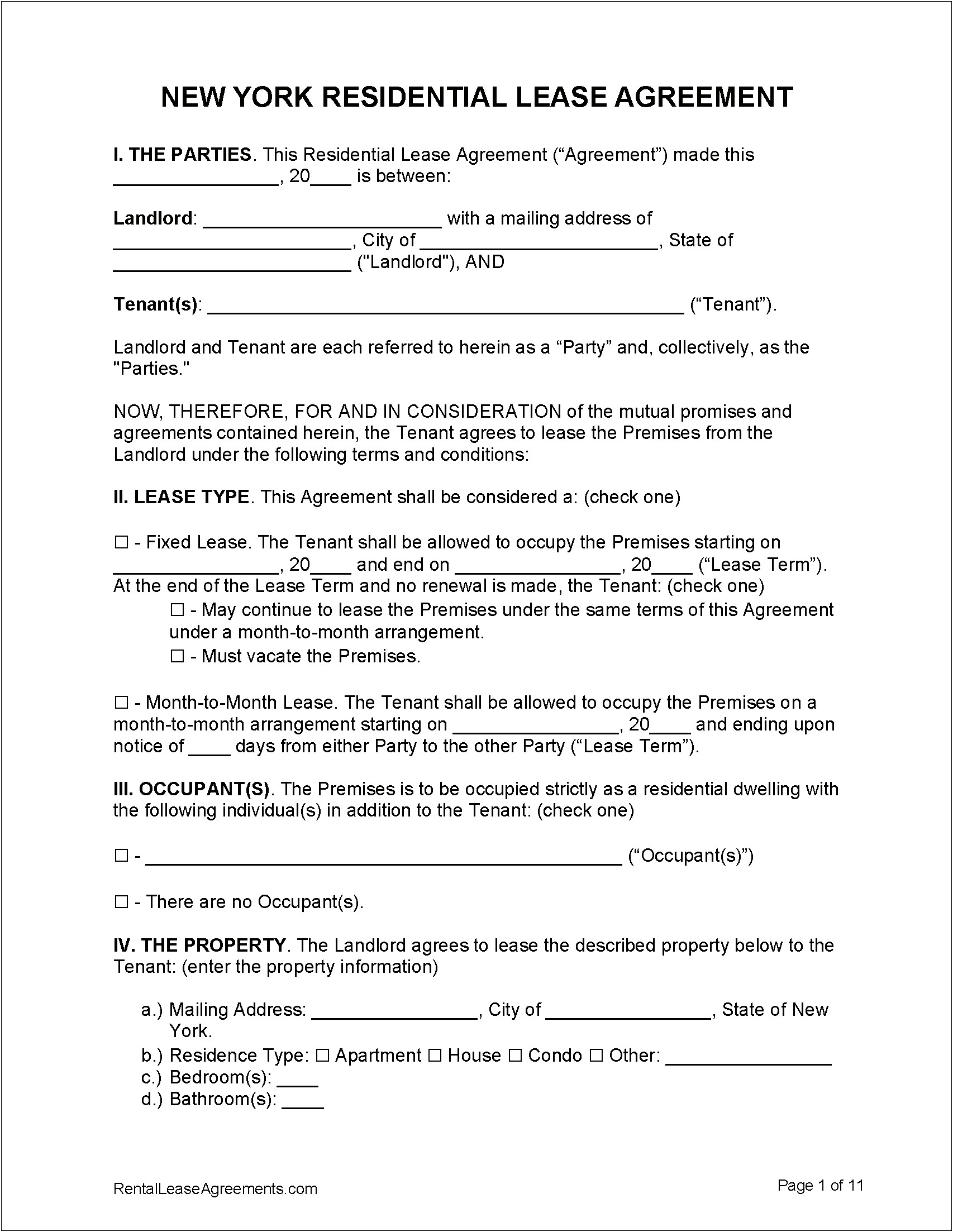 Free Template For Room Rental Lease Agreement