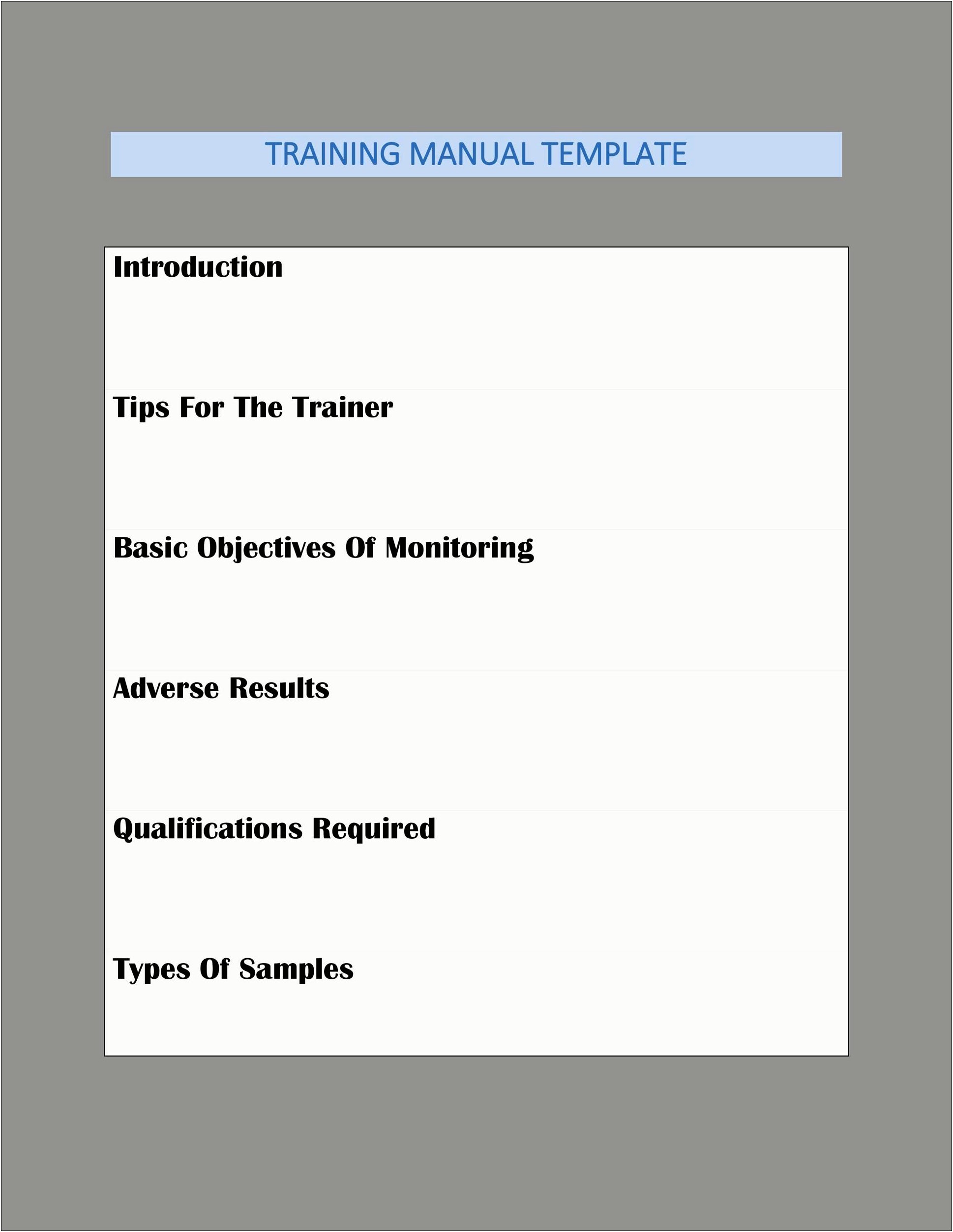 Free Template For Writing A Training Manual
