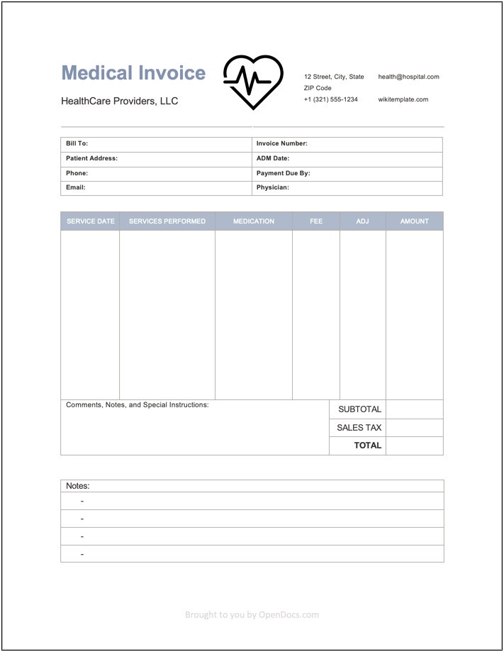Free Template Invoice For Home Care Billing