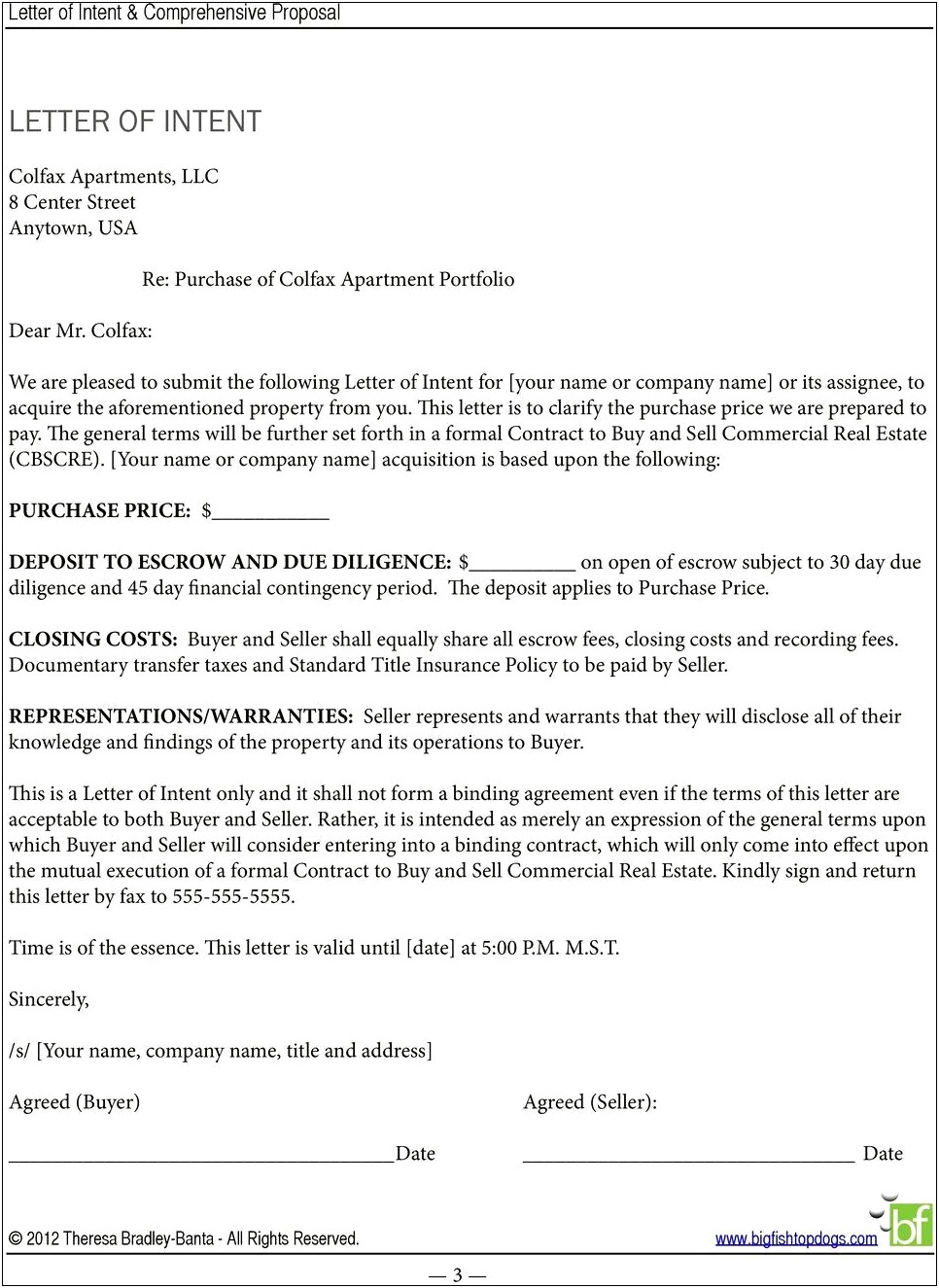 Free Template Land Development Letter Of Intent