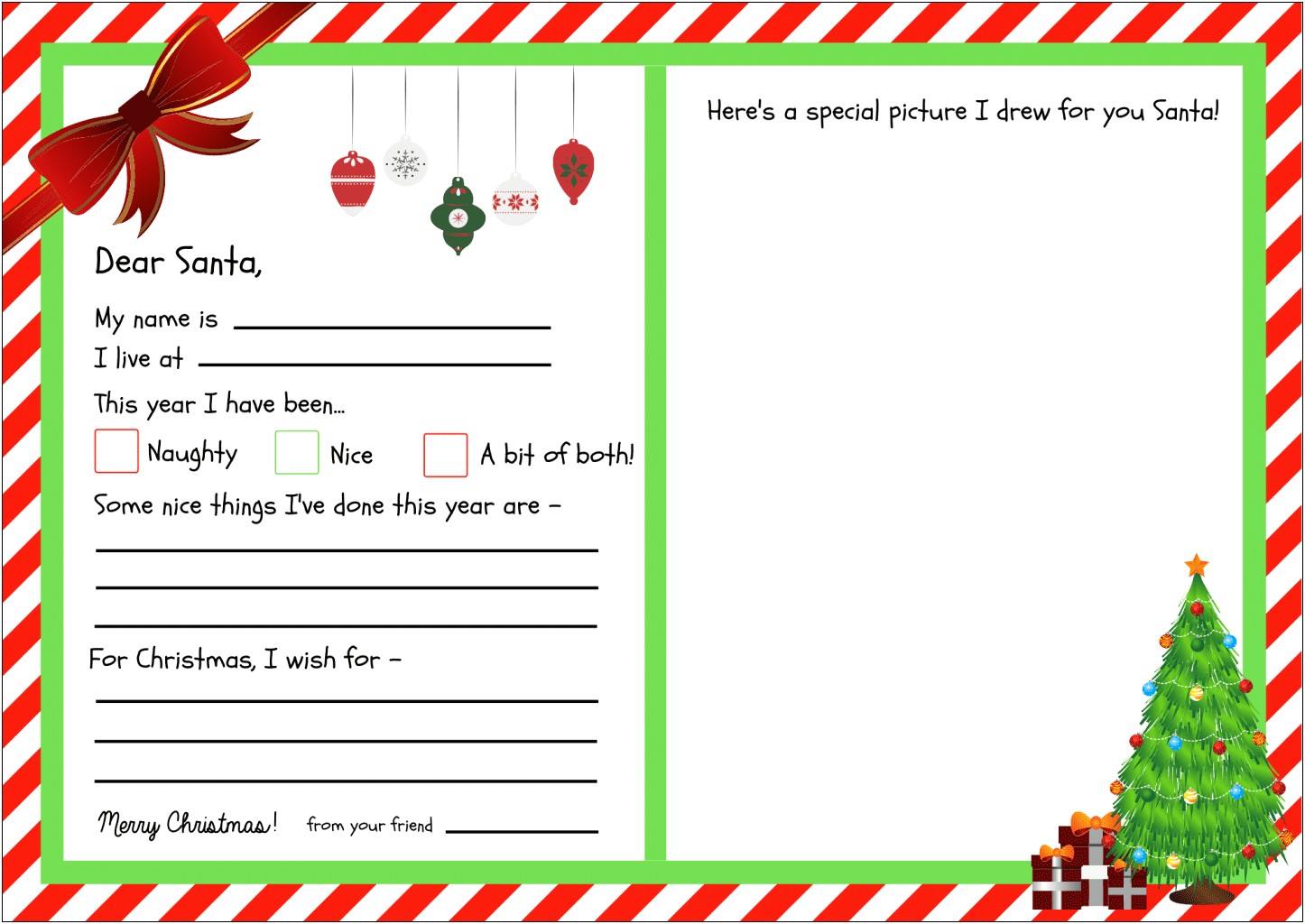 Free Template Letter To Santa Claus