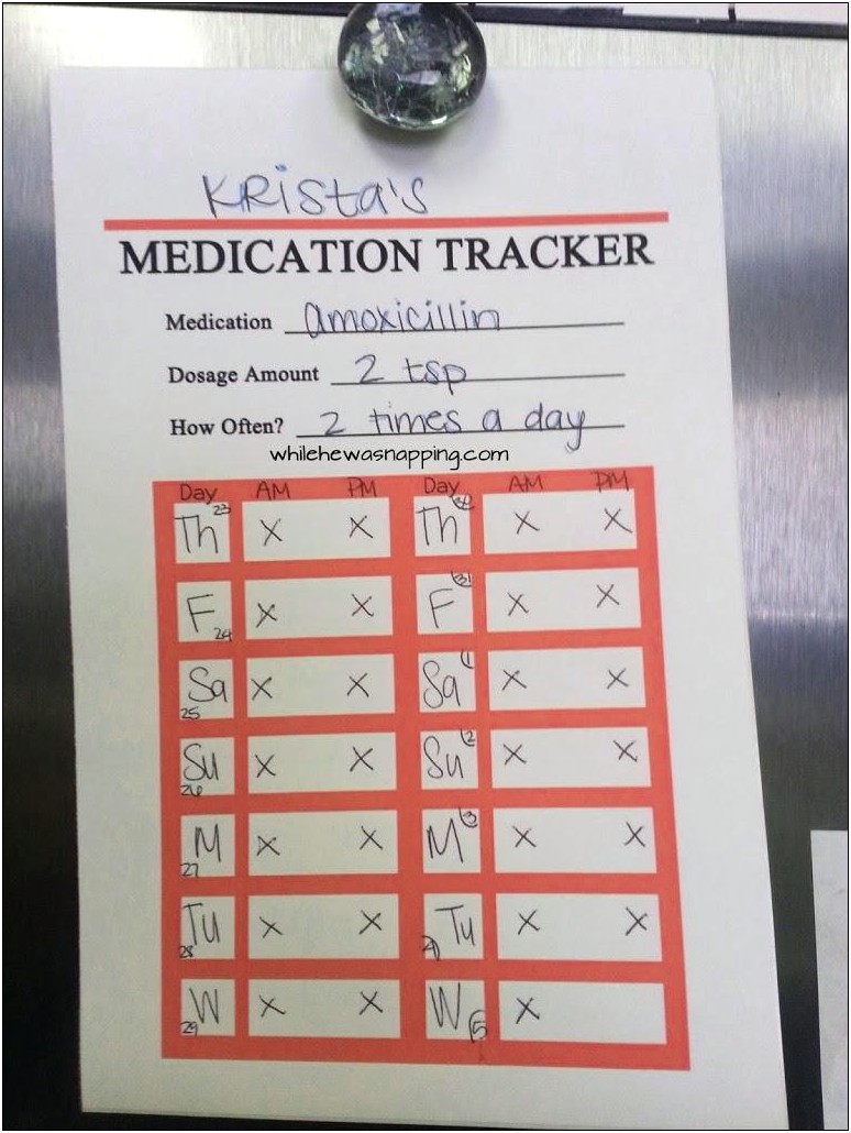 Free Template To Track Medication For Kids