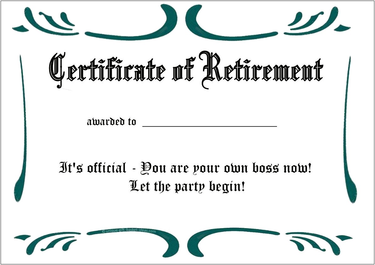 Free Templates Clipart And Wording Retirement Certificates