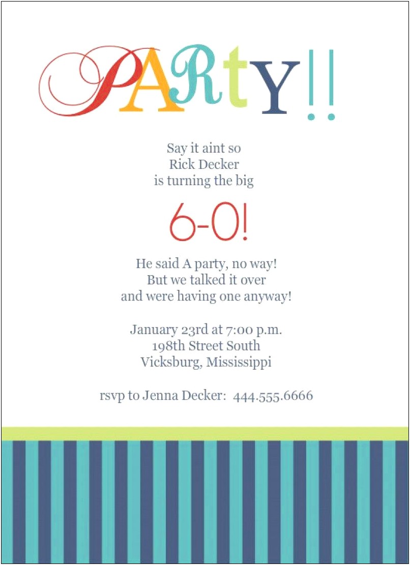 Free Templates For 60th Birthday Party Invitations