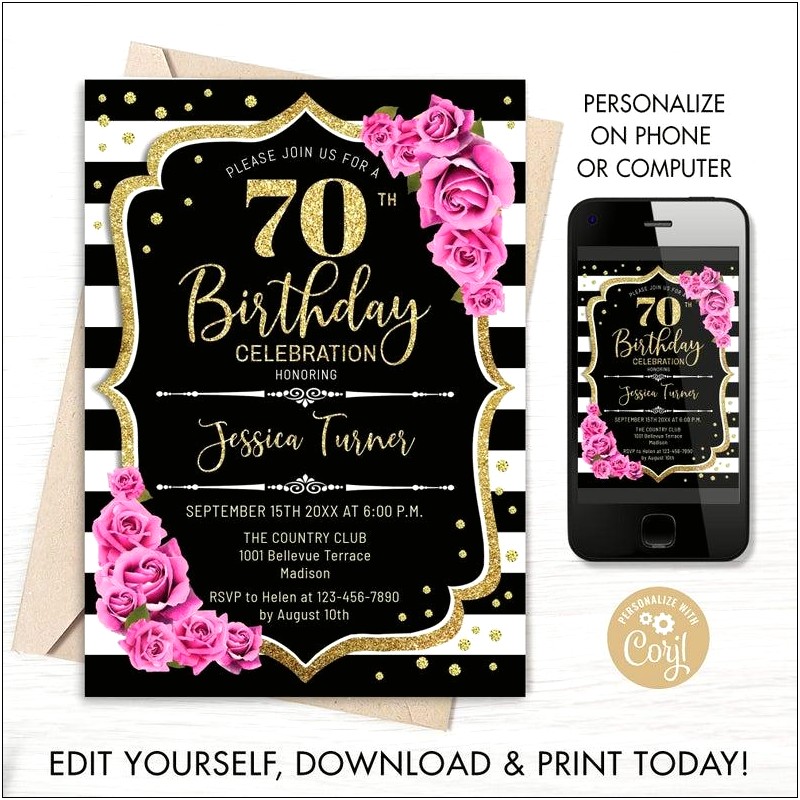 Free Templates For 70th Birthday Invitations
