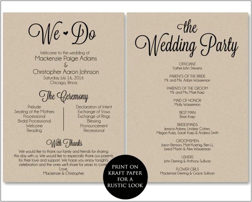 Free Templates For Programs For Wedding Ceremony