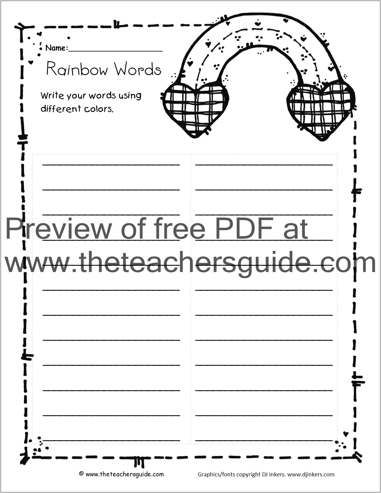 Free Templates For Rainbow Writing Words For Kindergarten