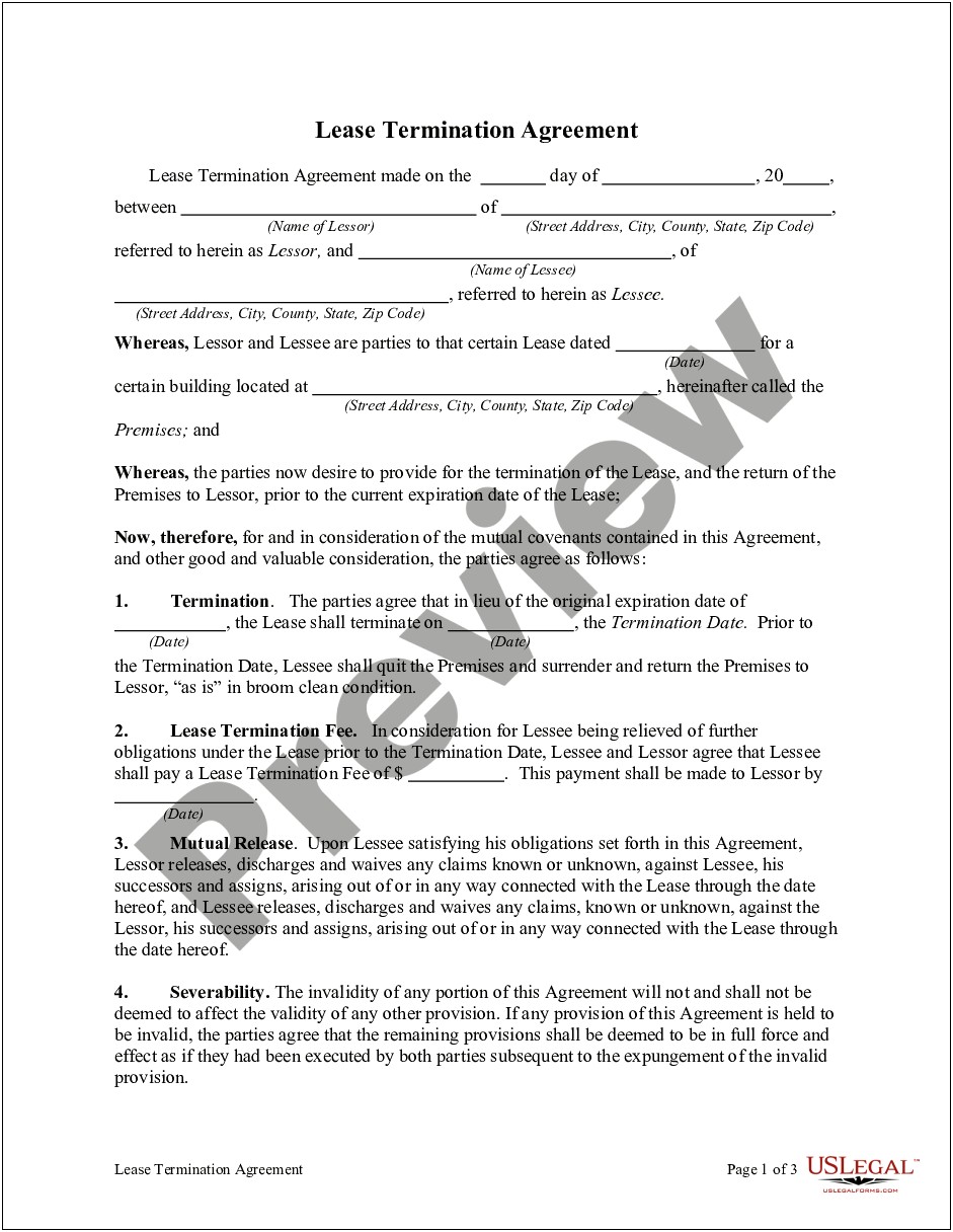 Free Termination Agreement Template For Trucking Companies