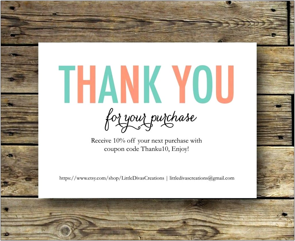 Free Thank You For Your Business Card Template