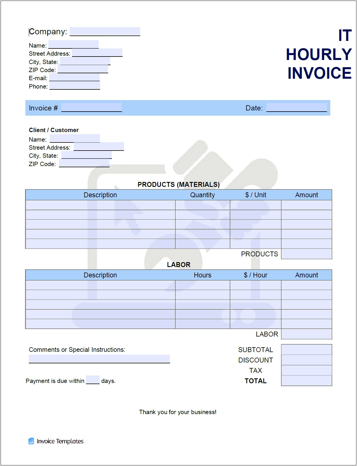 Free Time Hour Daily Description Invoice Template