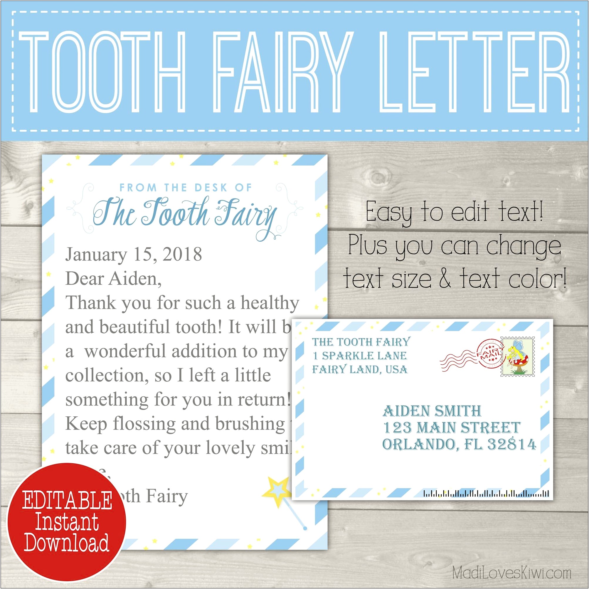 Free Tooth Fairy Letter Template Download