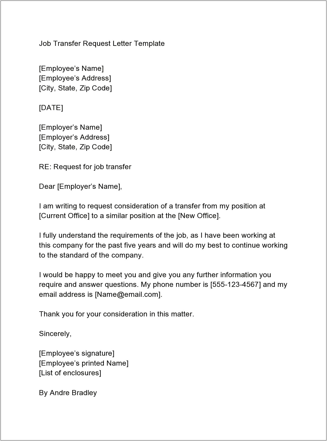Free Transfer Of Ownership Letter Template