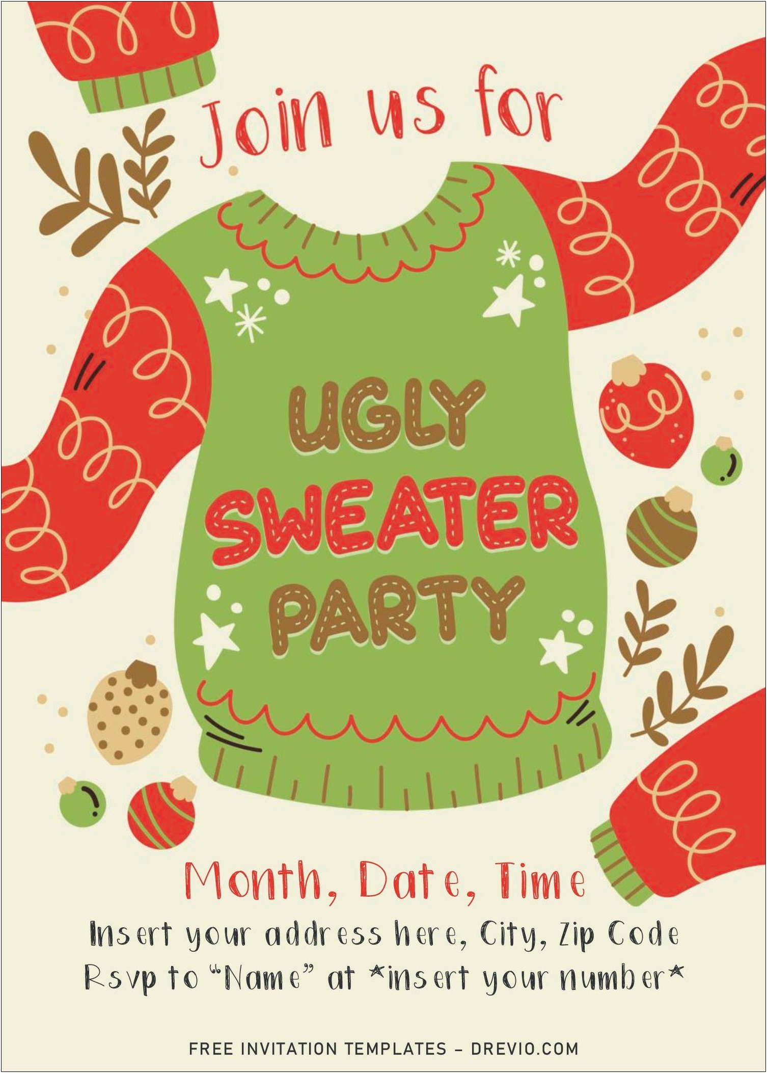 Free Ugly Christmas Sweater Party Flyer Template