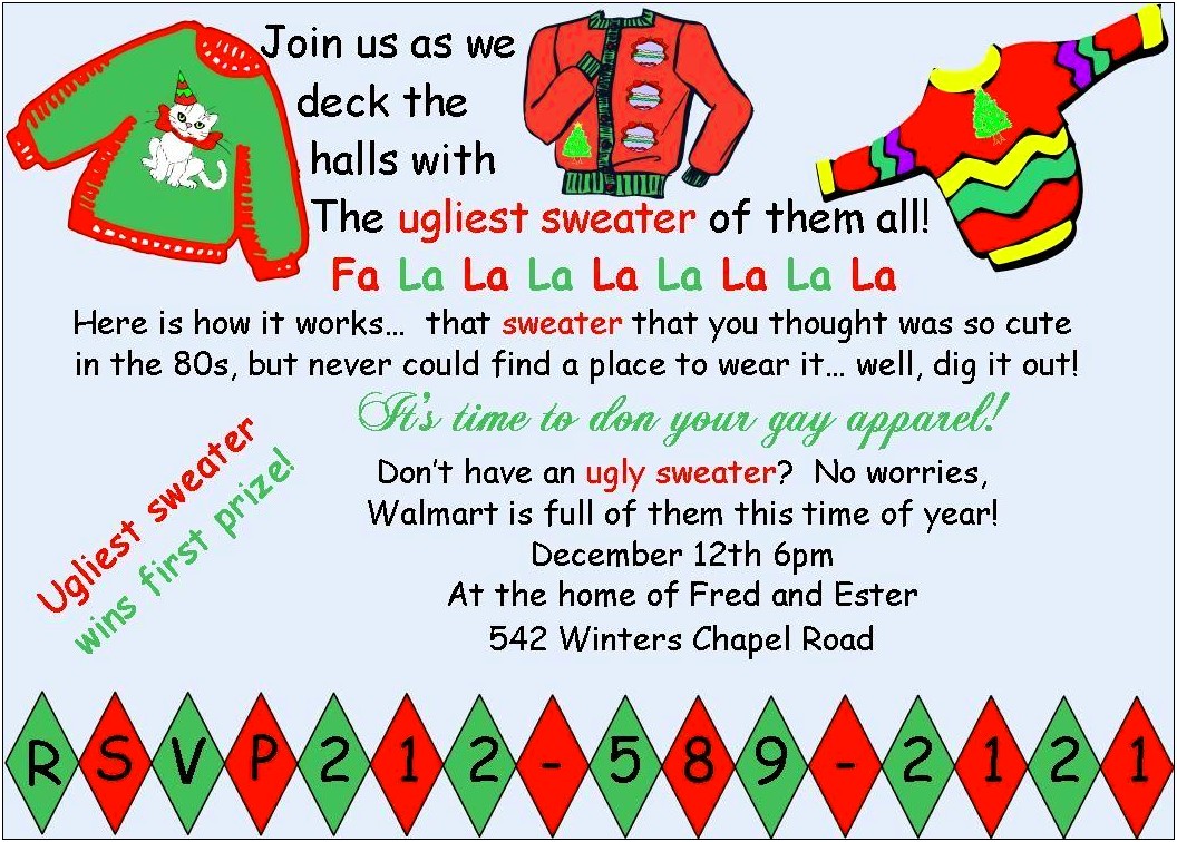Free Ugly Sweater Decorating Party Invite Template