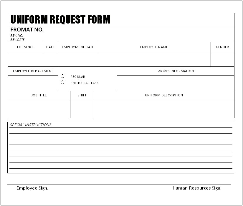Free Uniform Order Form Template Excel