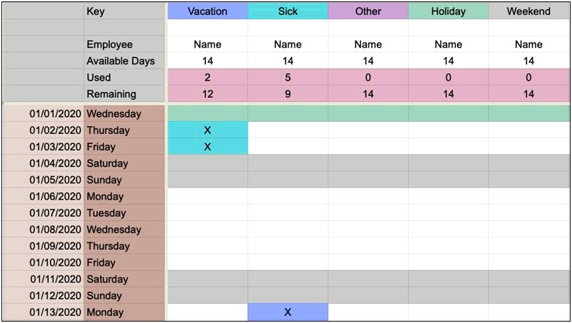 Free Vacation Tracker Excel Template 2018