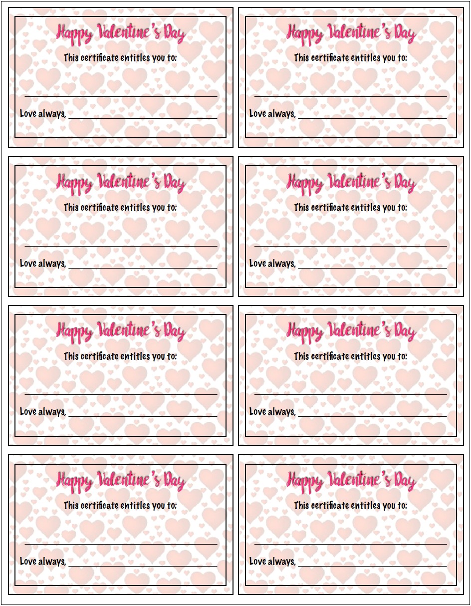 Free Valentine's Day Gift Certificate Template