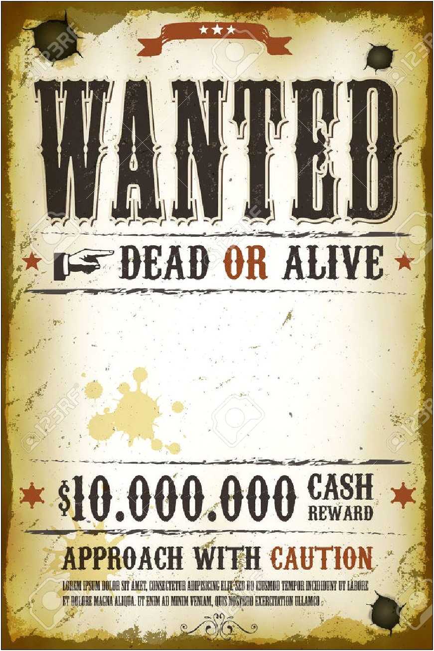 Free Wanted Dead Or Alive Poster Template