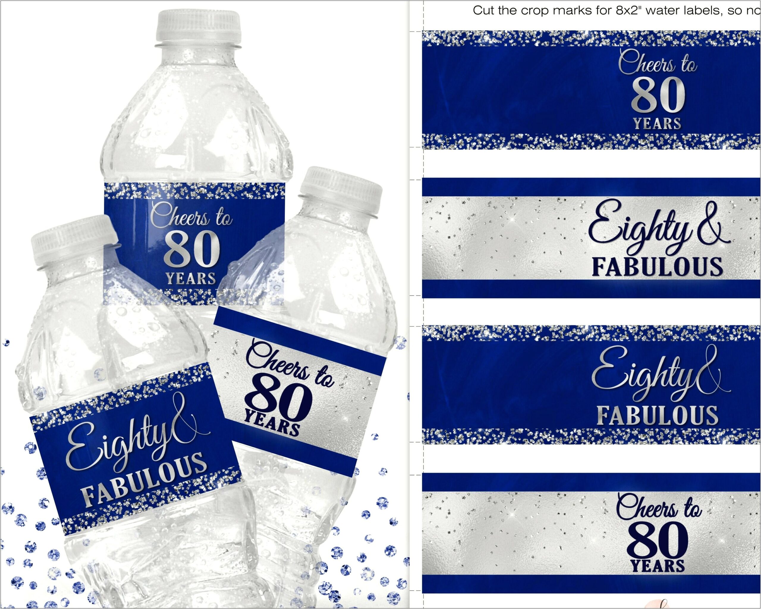 Free Water Bottle Label Template For 80th Birthday