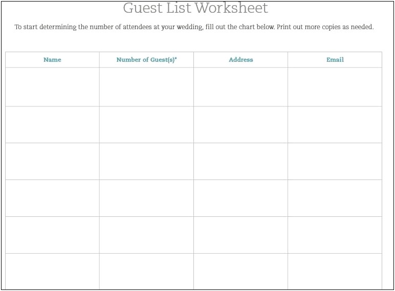 Free Wedding Guest List Template Excel