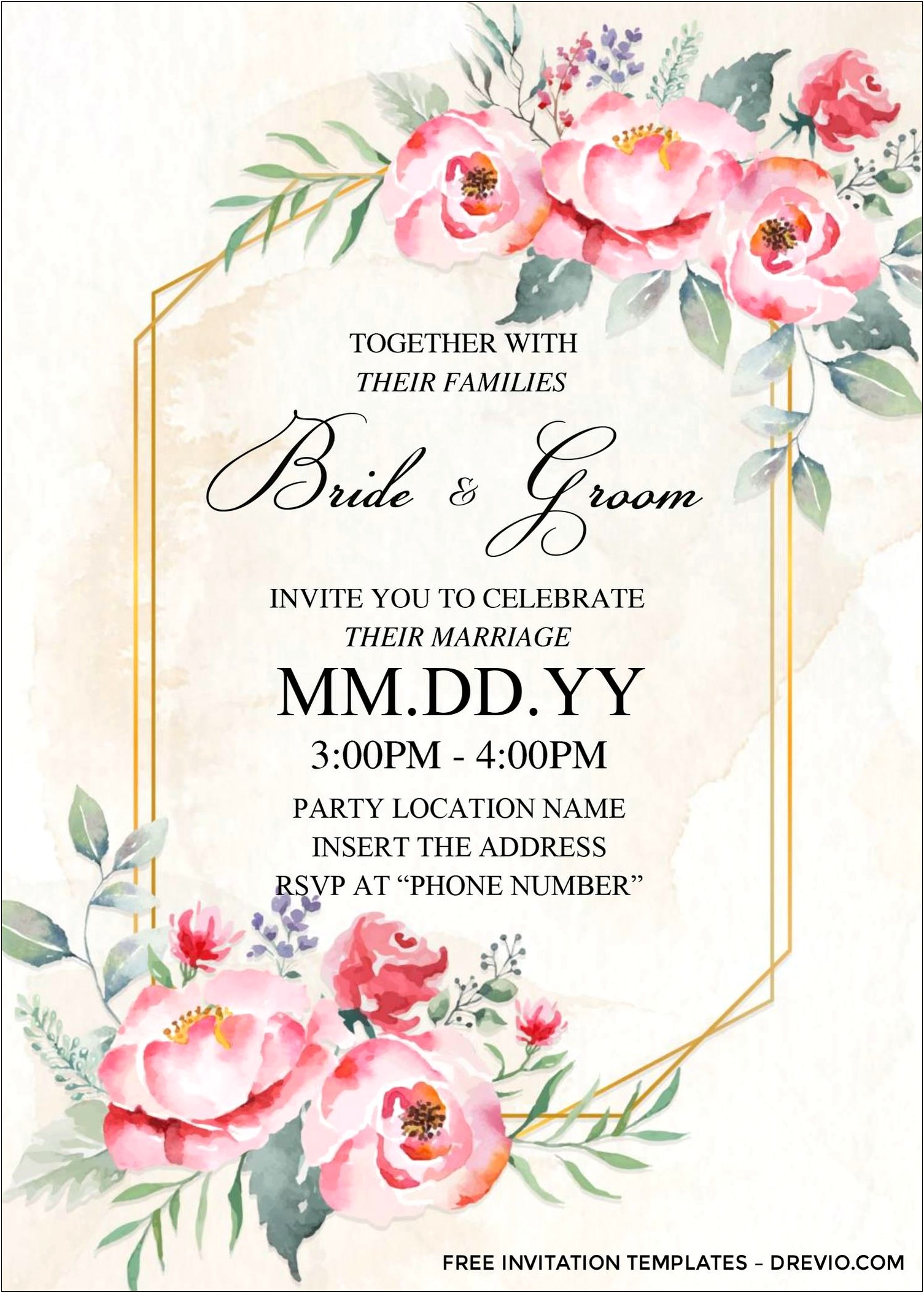 Free Wedding Invitation Templates For Word Floral