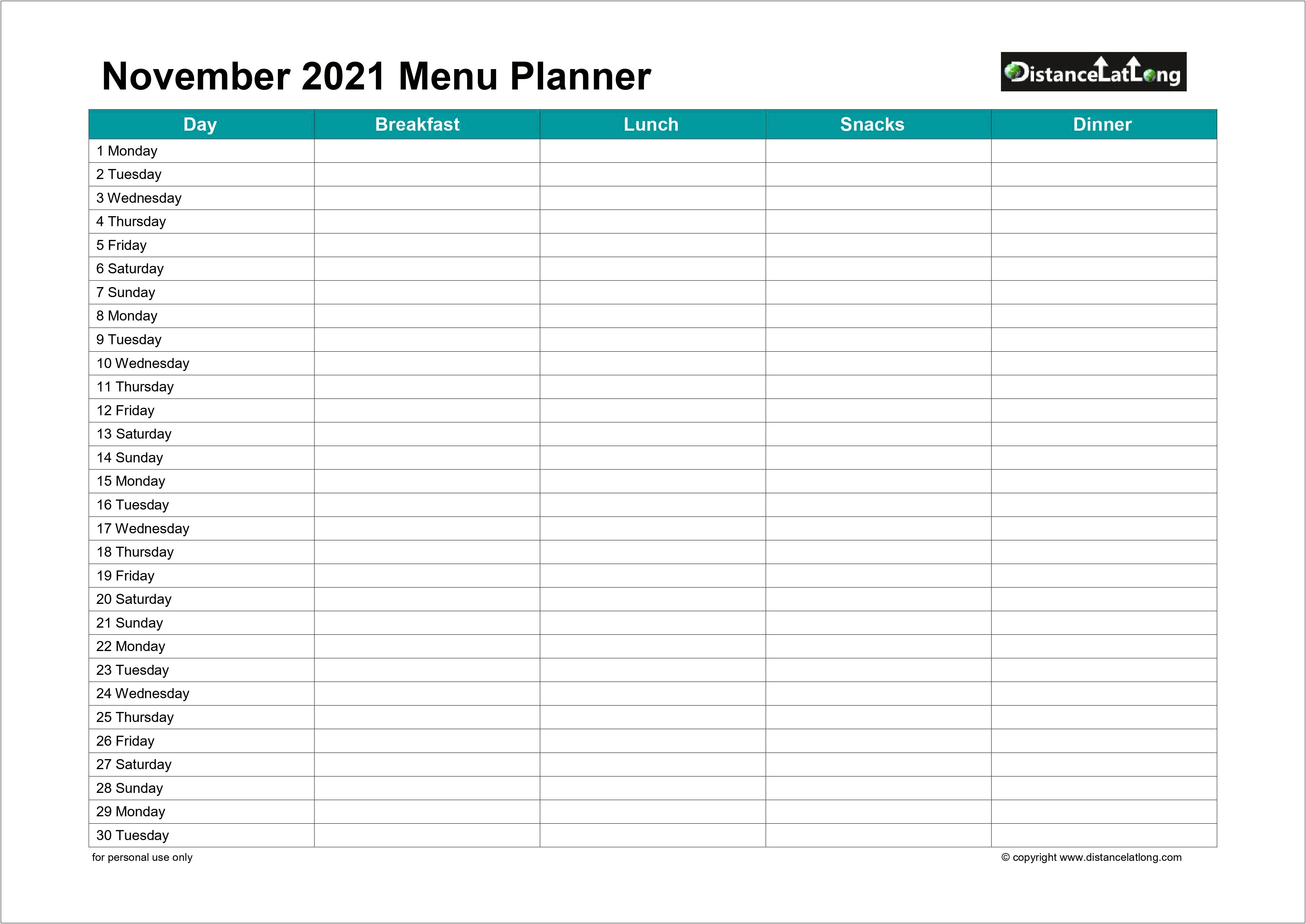Free Weekly 5 Day Planner Template Horizontal