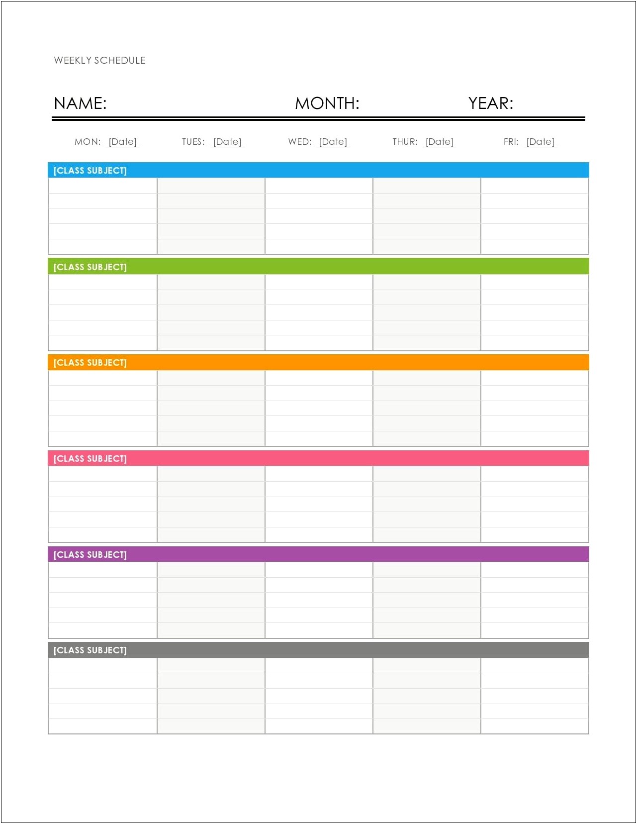 Free Weekly Calendar Template Microsoft Word
