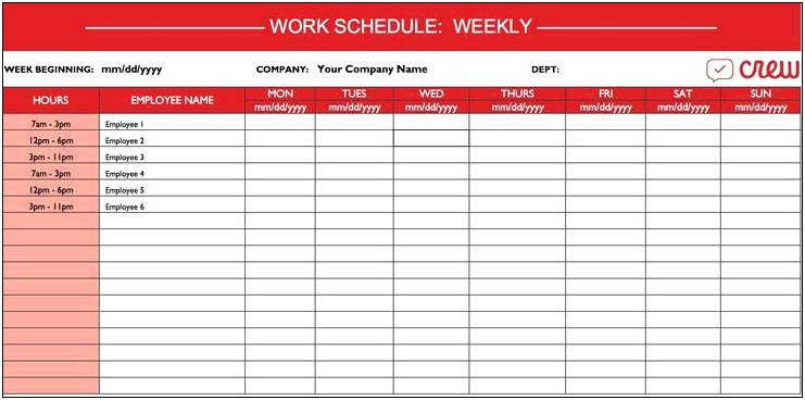 Free Weekly Employee Schedule Template Excel