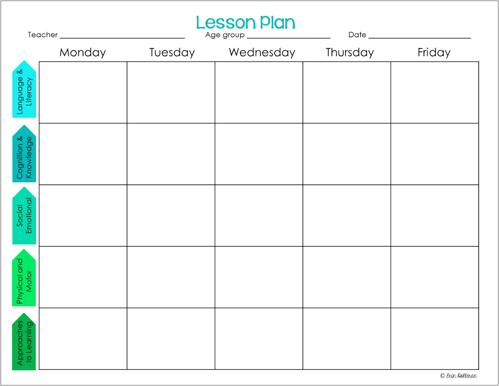 Free Weekly Lesson Plan Template For Preschool