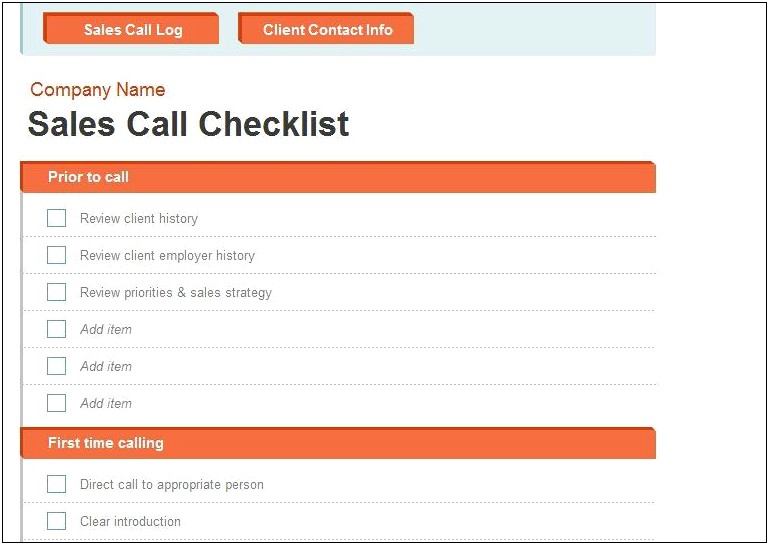 Free Weekly Sales Call Report Template