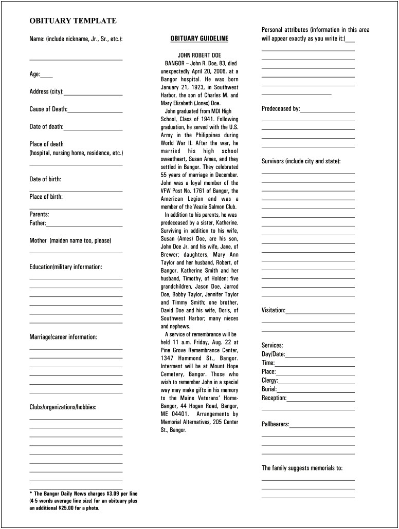 Free Western Obituary Template For Microsoft Publisher