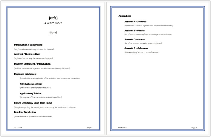 Free White Paper Template Word 2016