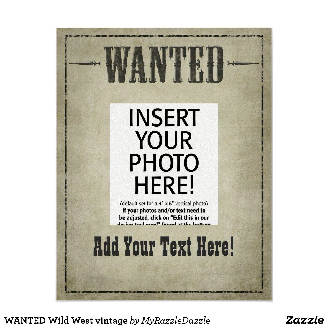 Free Wild West Wanted Poster Word Template