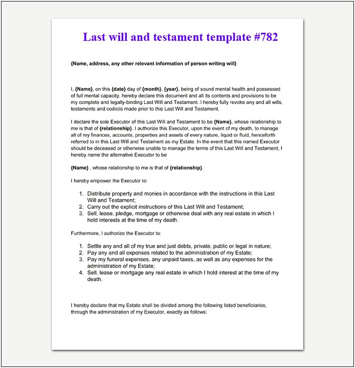 Free Will Template For Microsoft Word Nz